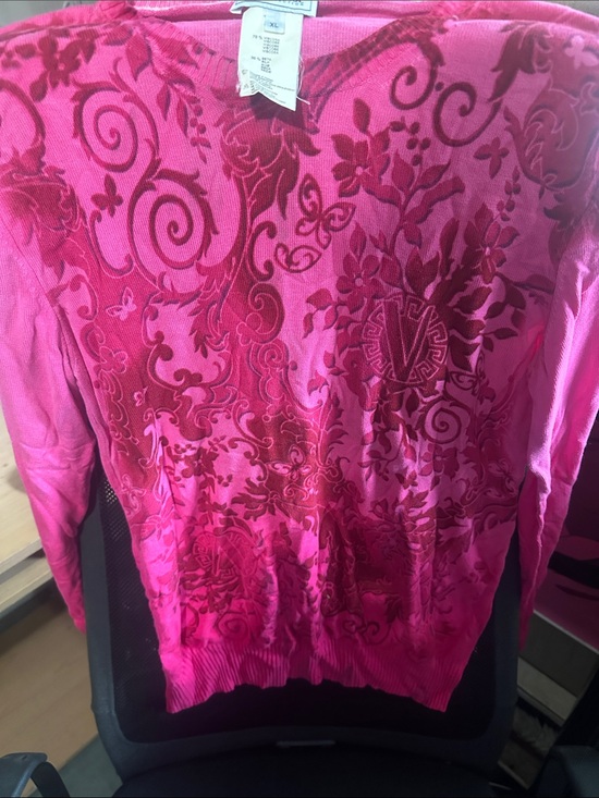Versace Other - Versace Collection Pink Floral long sleeve thin sweater unisex XL vintage?